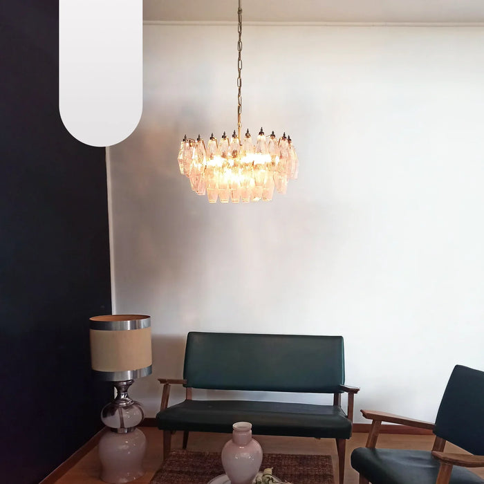 Poliedri Murano Pink Chandelier-DWHOME