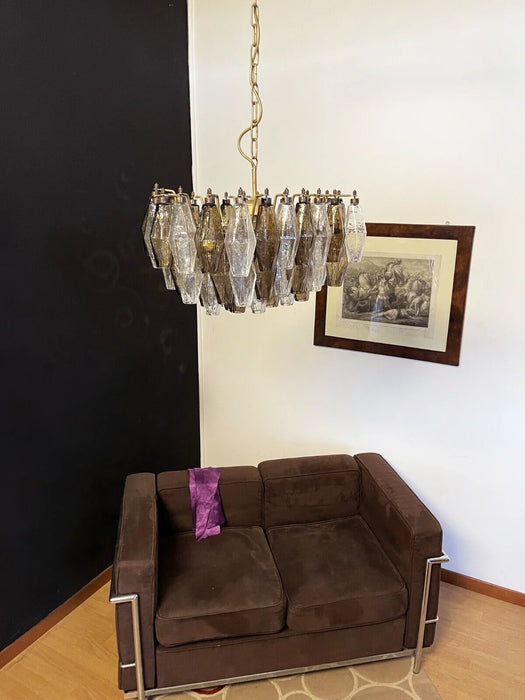 Poliedri Murano Transparent Smoked Chandelier-DWHOME