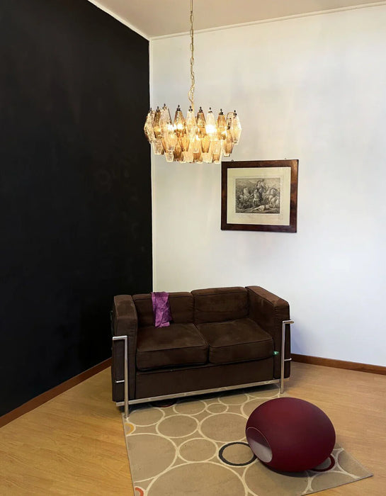 Poliedri Murano Transparent Smoked Chandelier-DWHOME