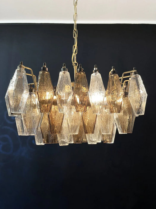 Poliedri Murano Transparent Smoked Chandelier-DWHOME