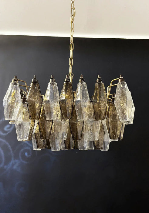 Poliedri Murano Transparent Smoked Chandelier-DWHOME