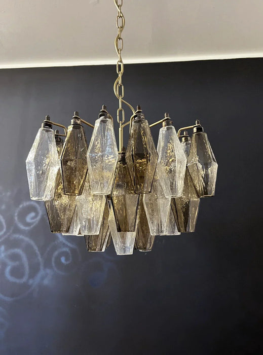 Poliedri Murano Transparent Smoked Chandelier-DWHOME