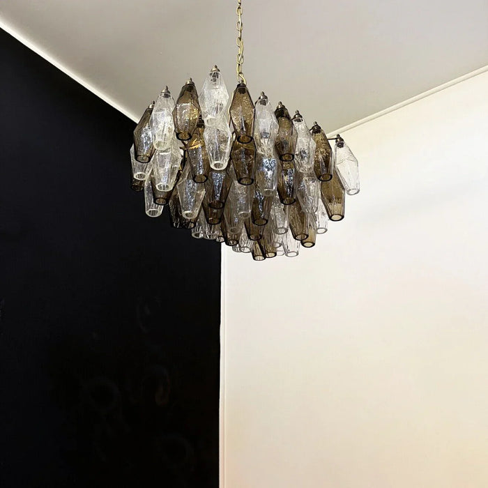 Poliedri Murano Transparent Smoked Chandelier-DWHOME