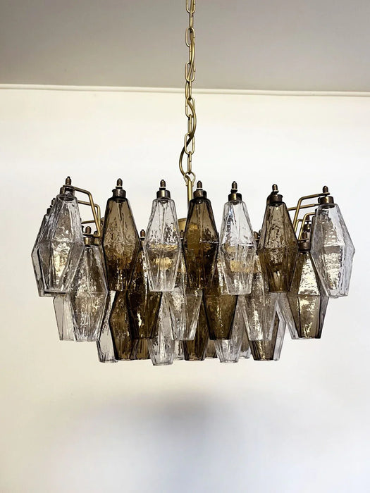 Poliedri Murano Transparent Smoked Chandelier-DWHOME