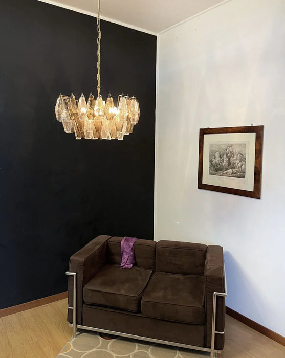 Poliedri Murano Transparent Smoked Chandelier-DWHOME
