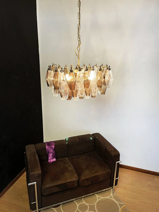 Poliedri Murano Transparent Smoked Chandelier-DWHOME