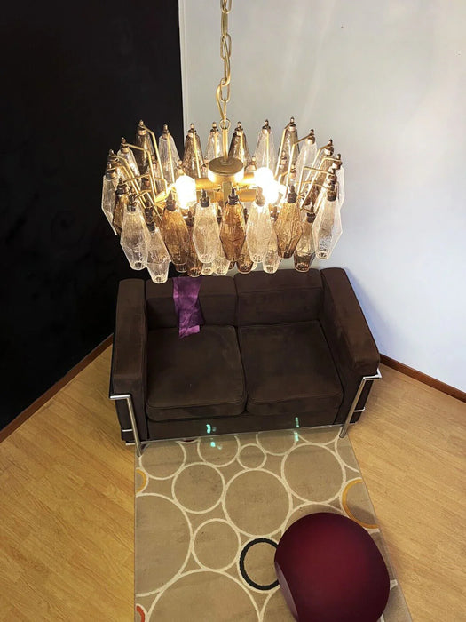 Poliedri Murano Transparent Smoked Chandelier-DWHOME