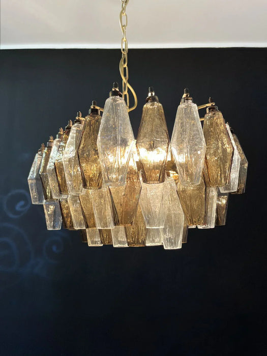 Poliedri Murano Transparent Smoked Chandelier-DWHOME
