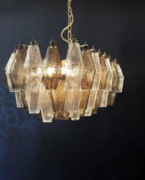 Poliedri Murano Transparent Smoked Chandelier-DWHOME