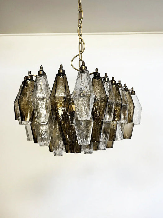 Poliedri Murano Transparent Smoked Chandelier-DWHOME