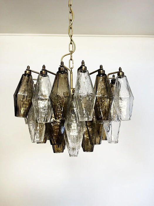 Poliedri Murano Transparent Smoked Chandelier-DWHOME