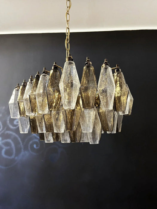 Poliedri Murano Transparent Smoked Chandelier-DWHOME