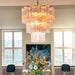 Elegant Pink Murano Glass Tube Chandelier-DWHOME