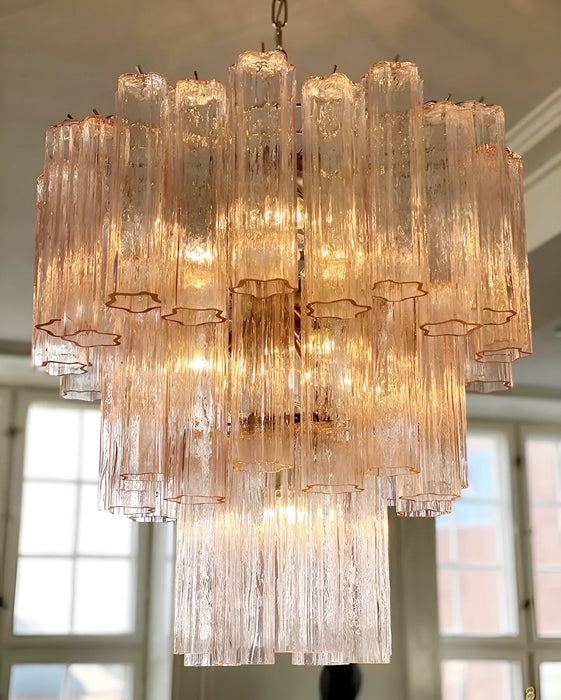 Elegant Pink Murano Glass Tube Chandelier-DWHOME