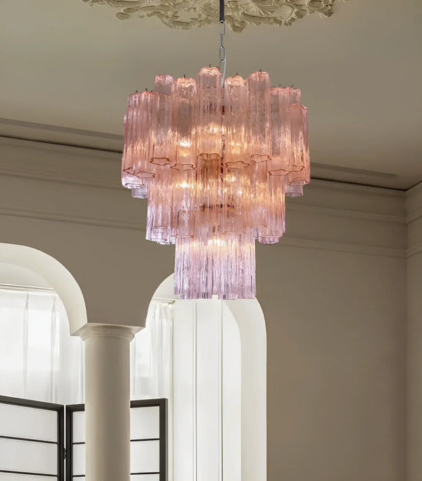 Elegant Pink Murano Glass Tube Chandelier-DWHOME