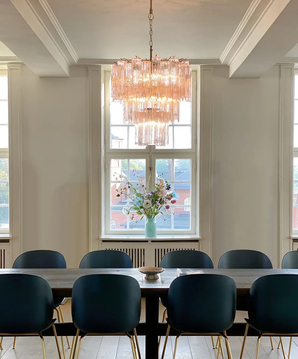 Elegant Pink Murano Glass Tube Chandelier-DWHOME