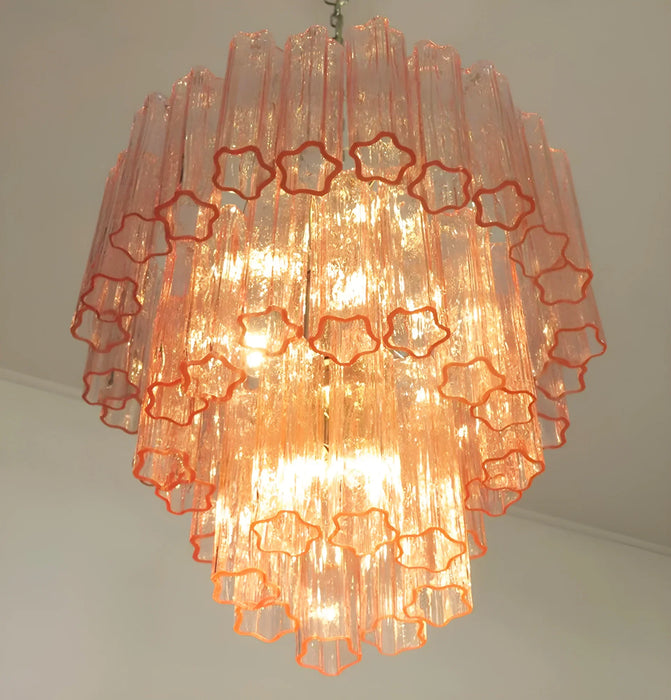 Elegant Pink Murano Glass Tube Chandelier-DWHOME