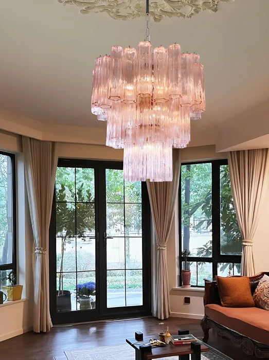 Elegant Pink Murano Glass Tube Chandelier-DWHOME