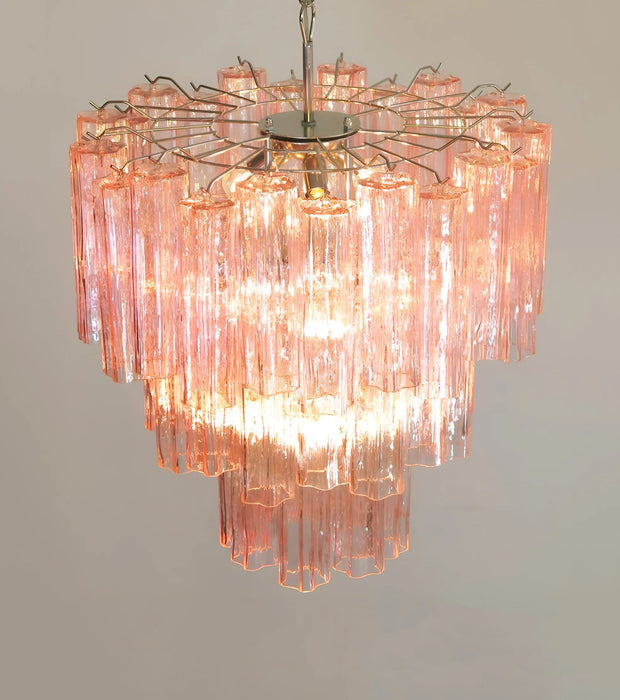 Elegant Pink Murano Glass Tube Chandelier-DWHOME