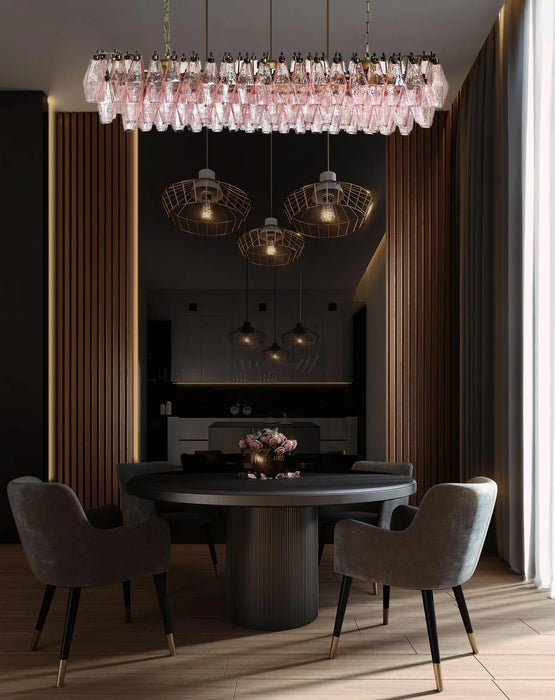 Elegant Pink Murano Poliedri Chandelier-DWHOME