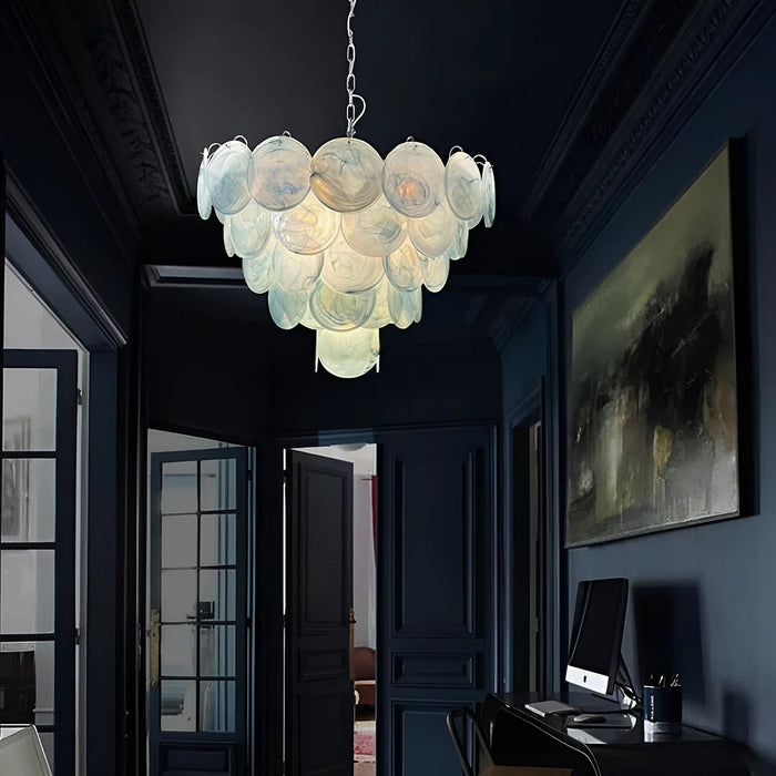 Elegant Blue Murano Disc Chandelier-DWHOME
