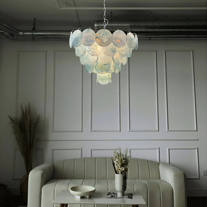 Elegant Blue Murano Disc Chandelier-DWHOME