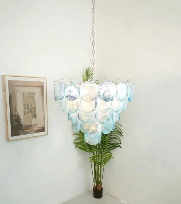 Elegant Blue Murano Disc Chandelier-DWHOME