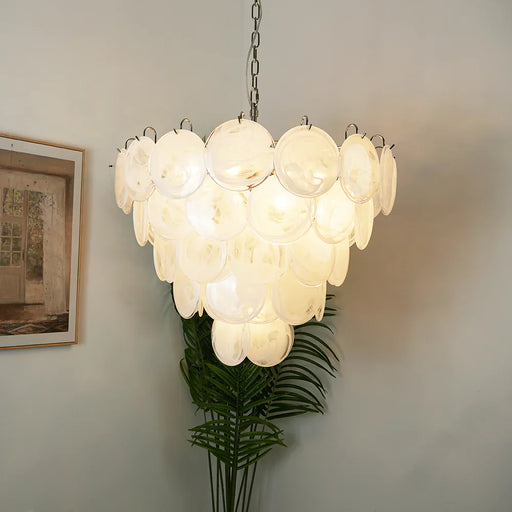 Elegant White Murano Disc Chandelier-DWHOME