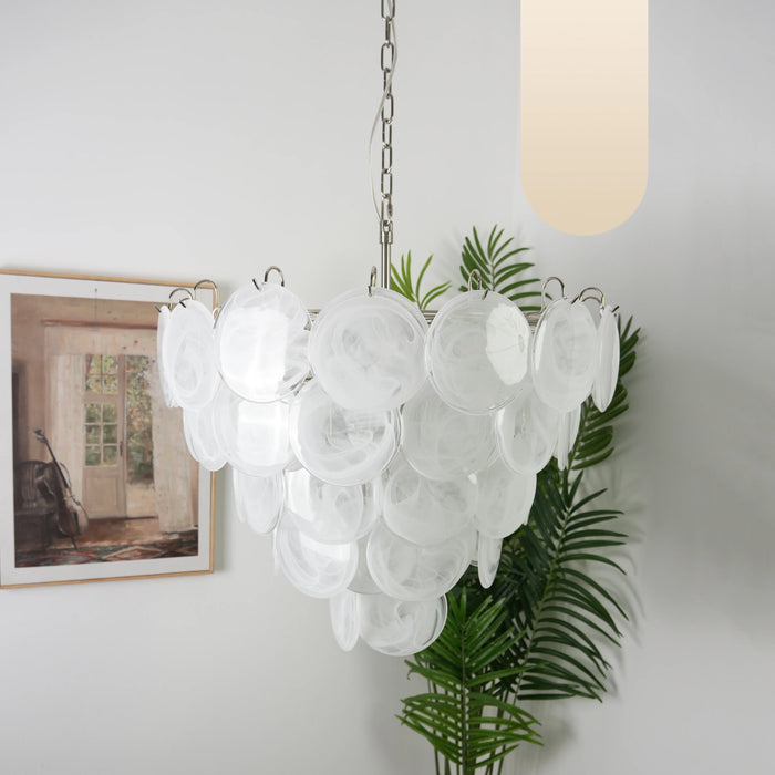 Elegant White Murano Disc Chandelier-DWHOME