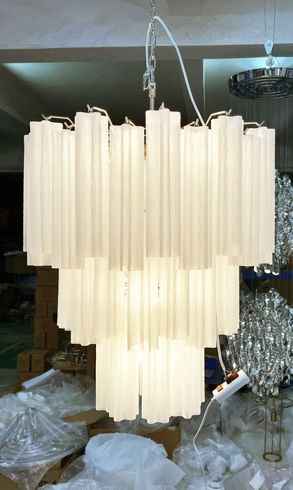 Elegant White Murano Glass Tube Chandelier-DWHOME