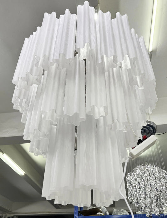 Elegant White Murano Glass Tube Chandelier-DWHOME