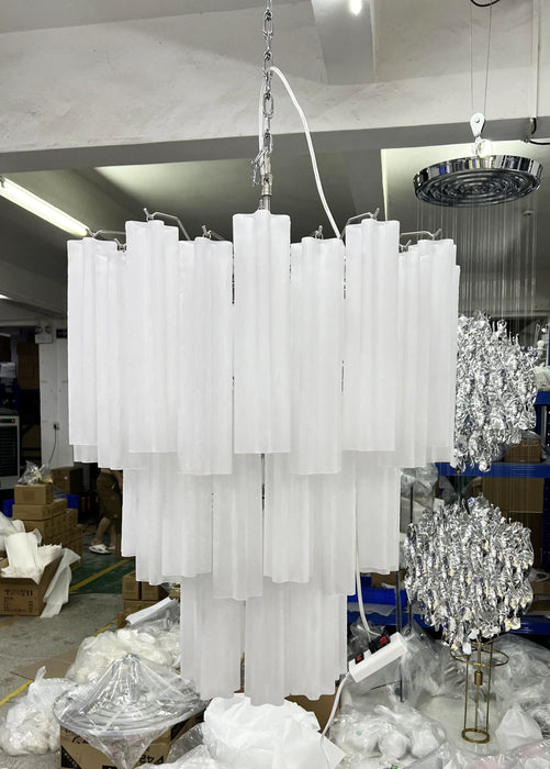 Elegant White Murano Glass Tube Chandelier-DWHOME