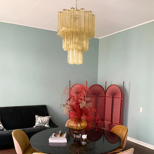 Elegant Yellow Murano Glass Tube Chandelier-DWHOME