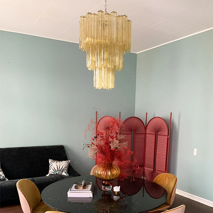 Elegant Yellow Murano Glass Tube Chandelier-DWHOME