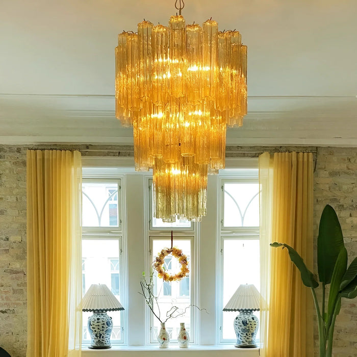 Elegant Yellow Murano Glass Tube Chandelier-DWHOME