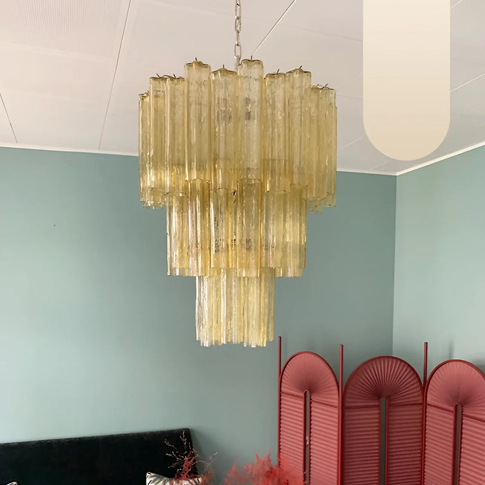 Elegant Yellow Murano Glass Tube Chandelier-DWHOME