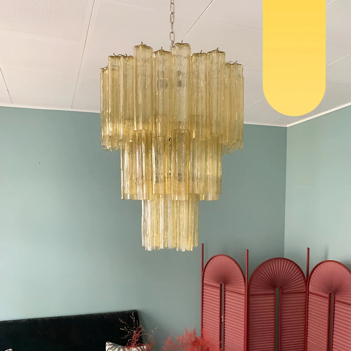 Elegant Yellow Murano Glass Tube Chandelier-DWHOME