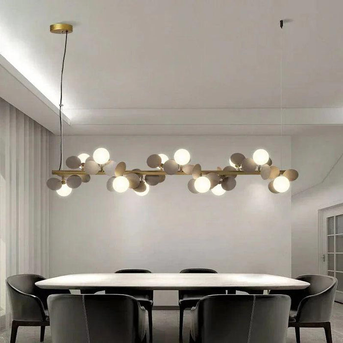 Eli Glass Globes Linear Chandelier For Dining Room - DWHOME