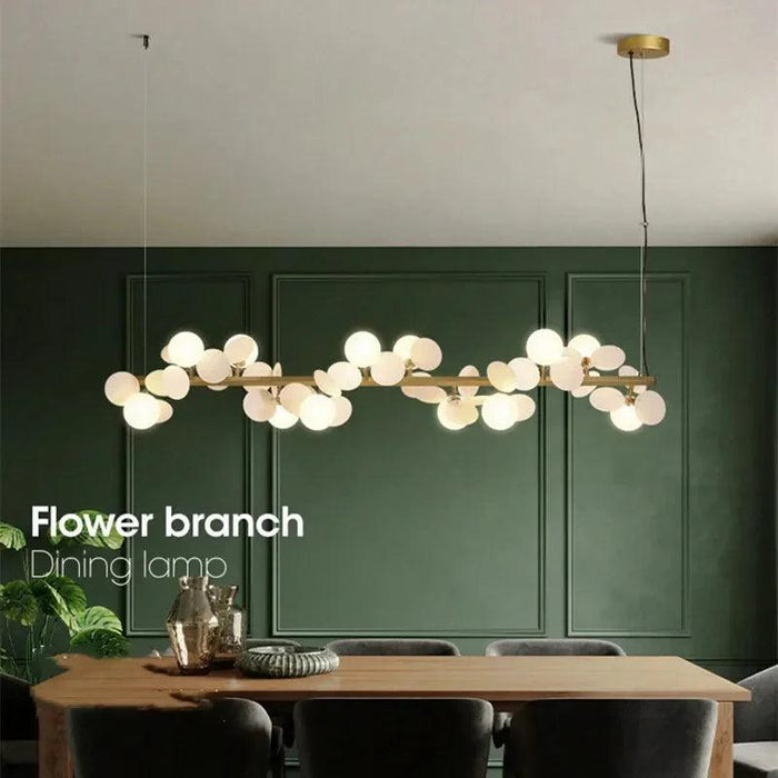 Eli Glass Globes Linear Chandelier For Dining Room - DWHOME