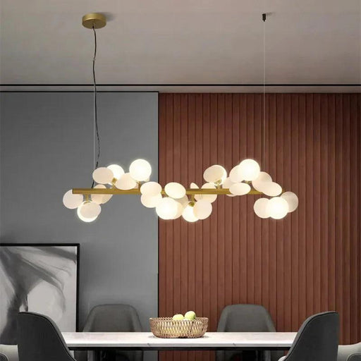 Eli Glass Globes Linear Chandelier For Dining Room-DWHOME