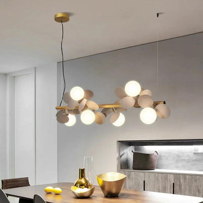 Eli Glass Globes Linear Chandelier For Dining Room - DWHOME