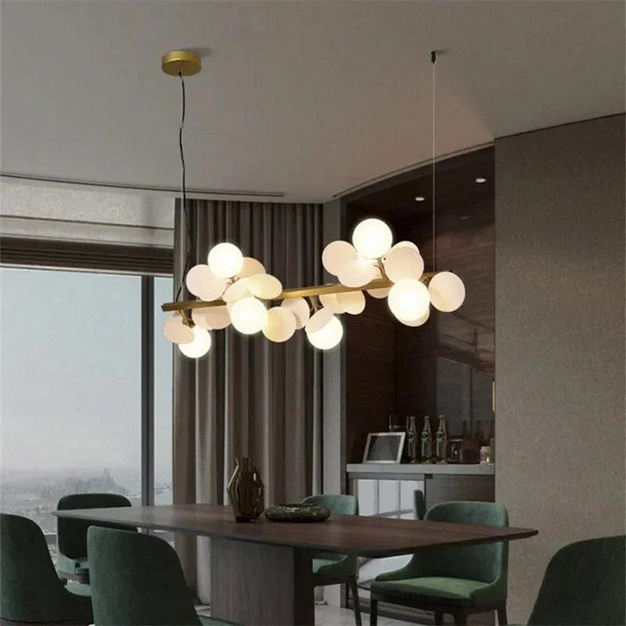Eli Glass Globes Linear Chandelier For Dining Room - DWHOME