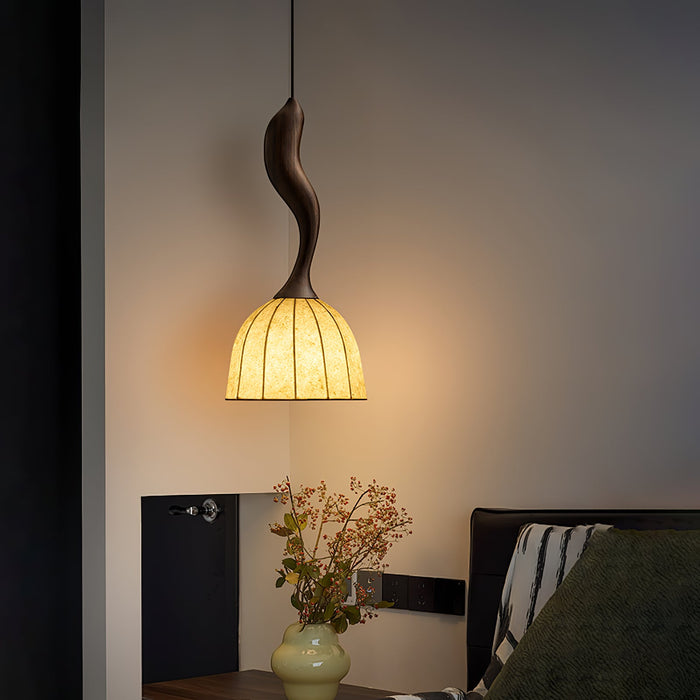 Elowen Twisted Wood Pendant Light-DWHOME