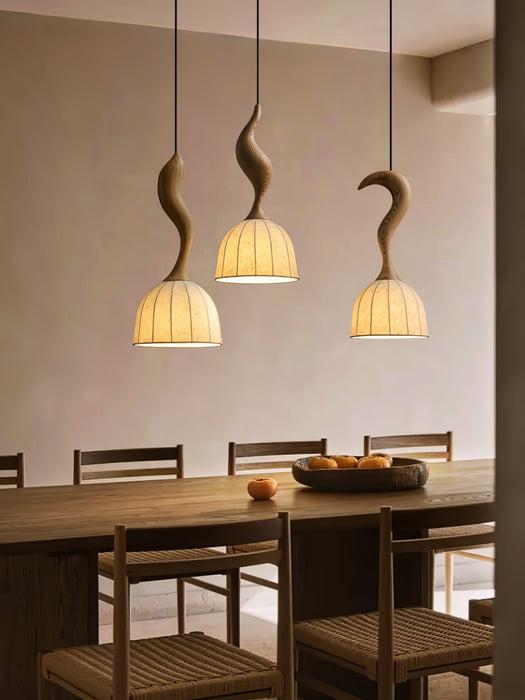 Elowen Twisted Wood Pendant Light-DWHOME