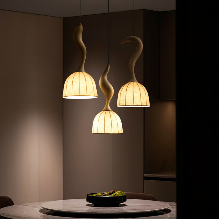 Elowen Twisted Wood Pendant Light-DWHOME