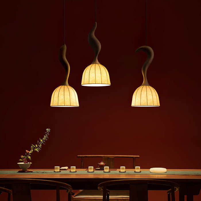 Elowen Twisted Wood Pendant Light-DWHOME
