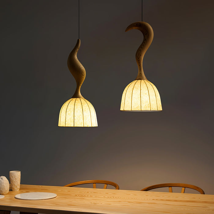 Elowen Twisted Wood Pendant Light-DWHOME