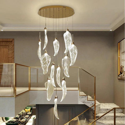 Elyorn Leaves Design High Ceiling Foyer Chandelier-DWHOME
