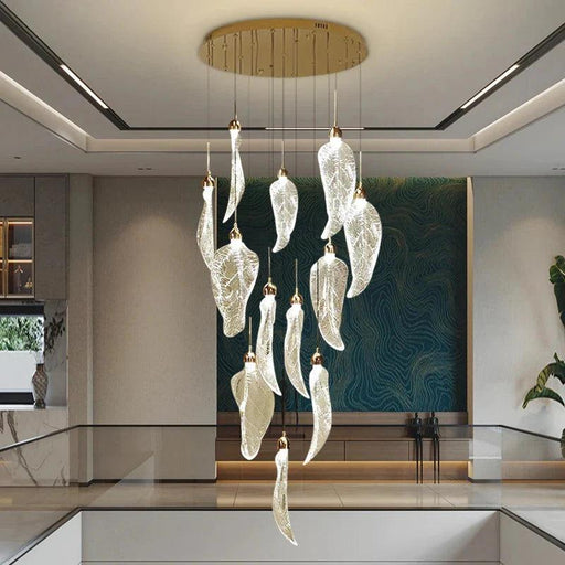Elyorn Leaves Design High Ceiling Foyer Chandelier-DWHOME