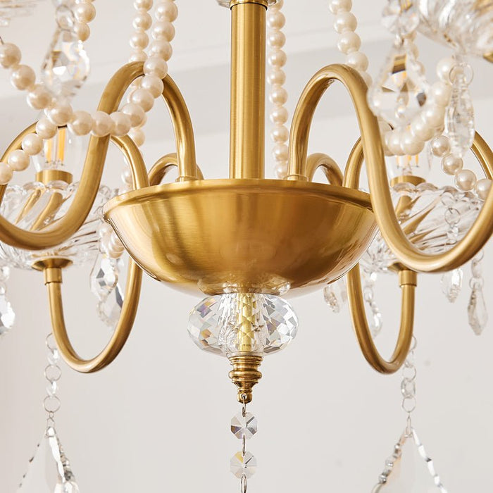 Evaria Crystal Pearl Chandelier-DWHOME